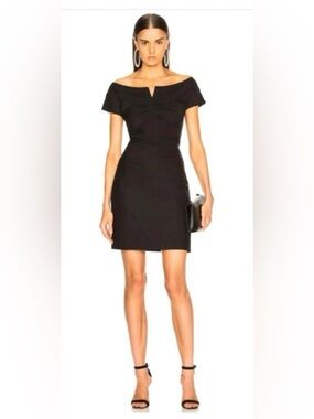 NWT Helmut Lang Black Off-Shoulder Mini Dress sz 12